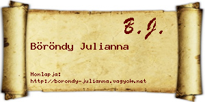 Böröndy Julianna névjegykártya